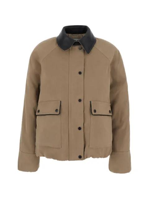 leather-trim panelled jacket by BRUNELLO CUCINELLI