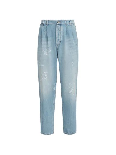 lightweight denim iconic fit five-pocket trousers with double pleats and rips by BRUNELLO CUCINELLI