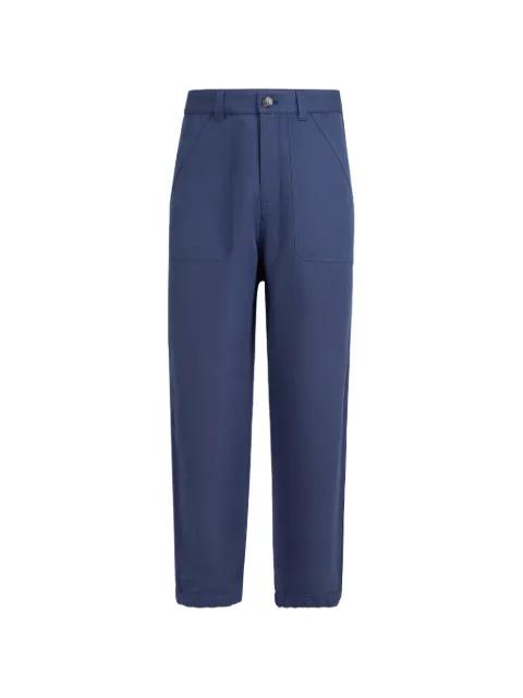 linen and cotton drill trousers with patch pockets and drawstring by BRUNELLO CUCINELLI