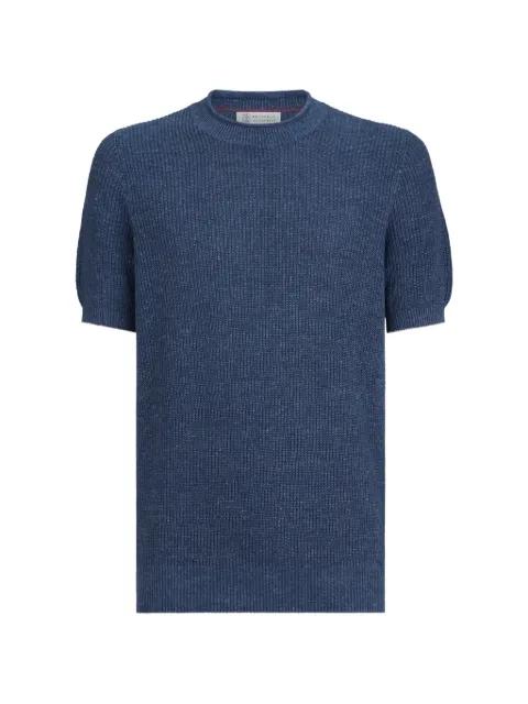linen and cotton half English rib knit T-shirt by BRUNELLO CUCINELLI