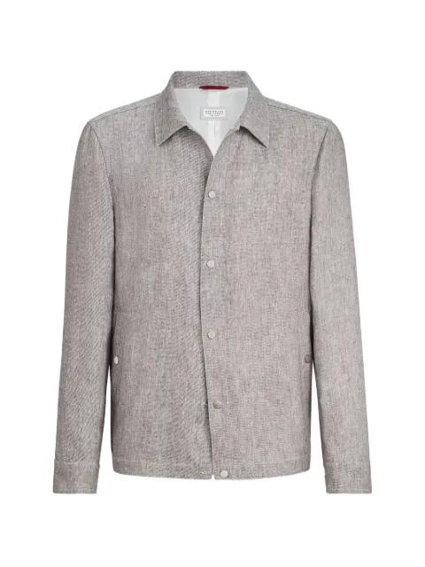 linen and hemp diagonal outerwear jacket by BRUNELLO CUCINELLI