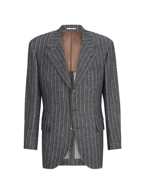 linen chalk stripe chevron Tailor blazer with metal buttons by BRUNELLO CUCINELLI