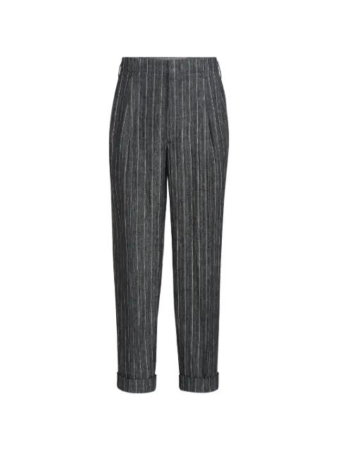 linen chalk stripe chevron trousers with double pleats by BRUNELLO CUCINELLI