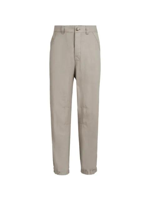 linen micro chevron trousers with drawstrings by BRUNELLO CUCINELLI