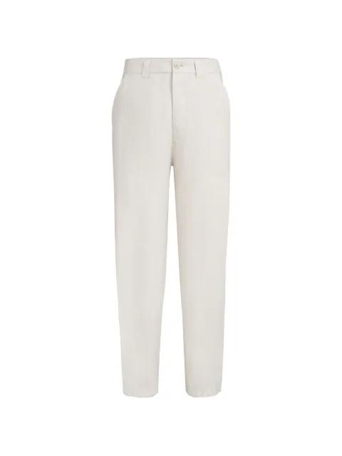 linen micro chevron trousers with drawstrings by BRUNELLO CUCINELLI