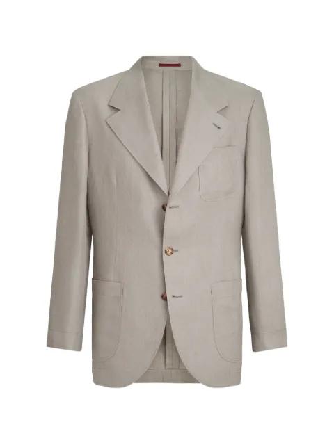 linen micro chevron unlined blazer by BRUNELLO CUCINELLI
