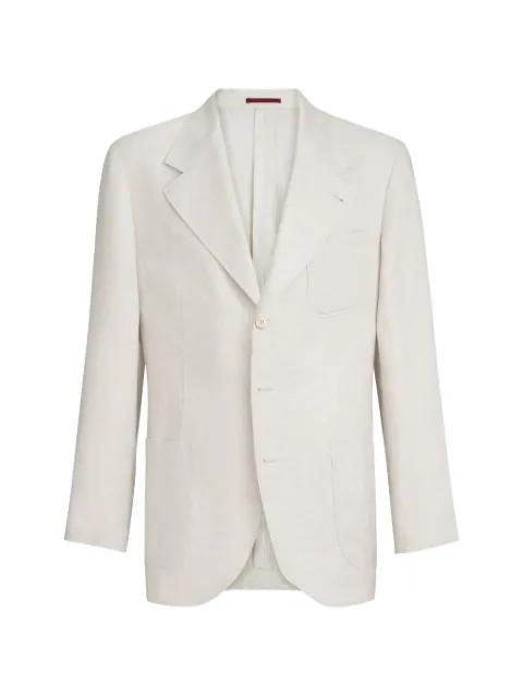 linen micro chevron unlined blazer by BRUNELLO CUCINELLI