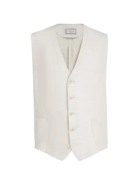 linen micro chevron waistcoat by BRUNELLO CUCINELLI