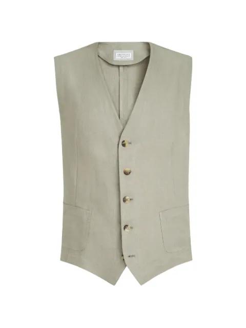 linen micro chevron waistcoat by BRUNELLO CUCINELLI