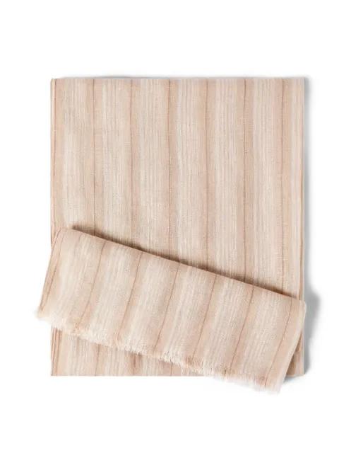 linen scarf with sparkling regimental stripes by BRUNELLO CUCINELLI