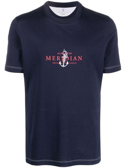 logo-print cotton T-shirt by BRUNELLO CUCINELLI