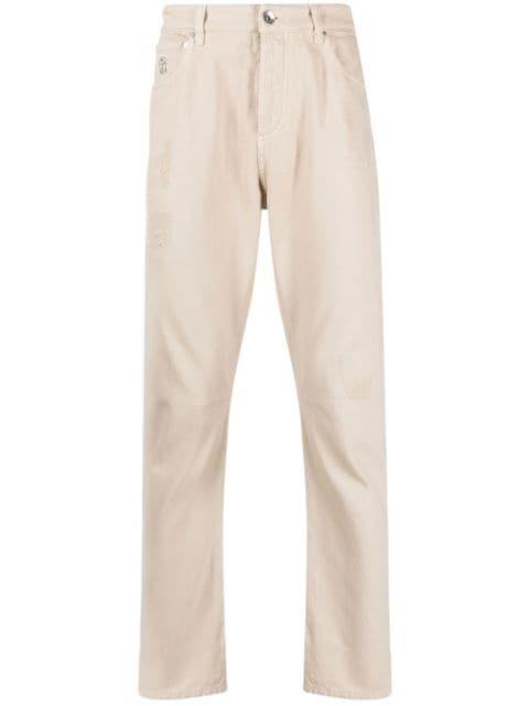 logo-print five-pockets straight-leg trousers by BRUNELLO CUCINELLI