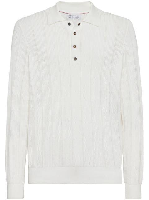 long-sleeve cotton polo shirt by BRUNELLO CUCINELLI