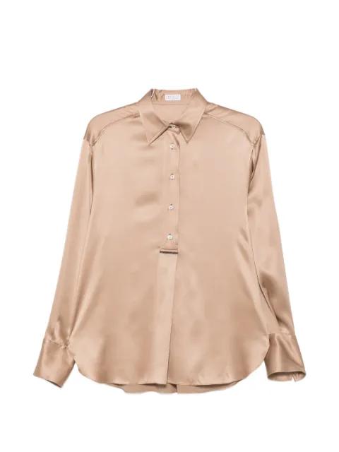 long-sleeve silk-blend blouse by BRUNELLO CUCINELLI