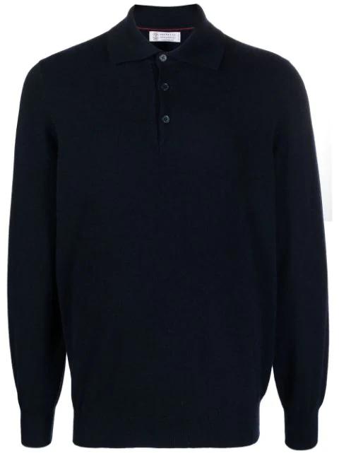 long-sleeved cashmere polo shirt by BRUNELLO CUCINELLI