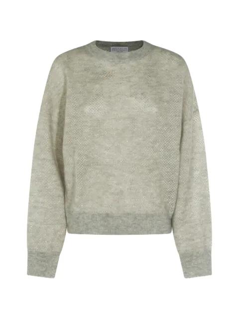 metallic open-knit sweater by BRUNELLO CUCINELLI