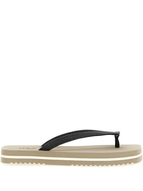 monili-embroidered flip-flops by BRUNELLO CUCINELLI