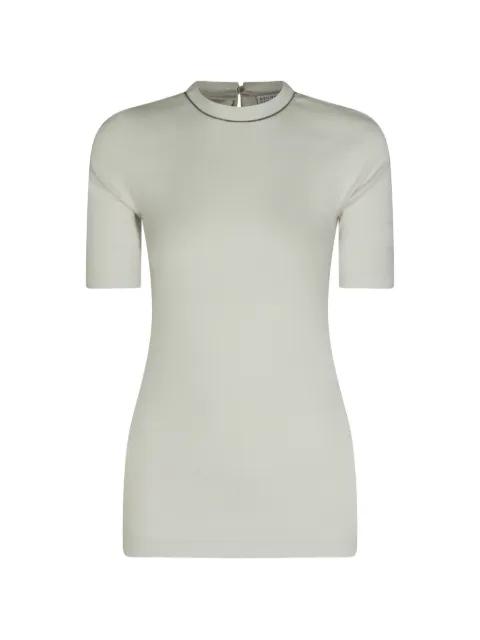 monili-trim ribbed-knit T-shirt by BRUNELLO CUCINELLI