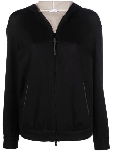 monili-trim zip-front hoodie by BRUNELLO CUCINELLI