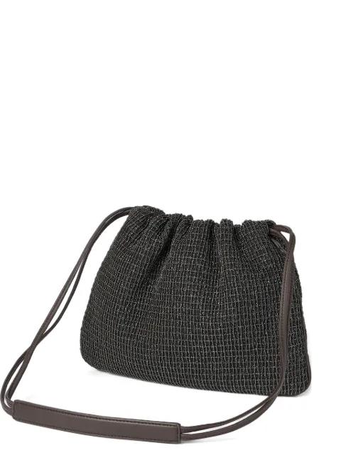 net embroidery drawstring shoulder bag by BRUNELLO CUCINELLI