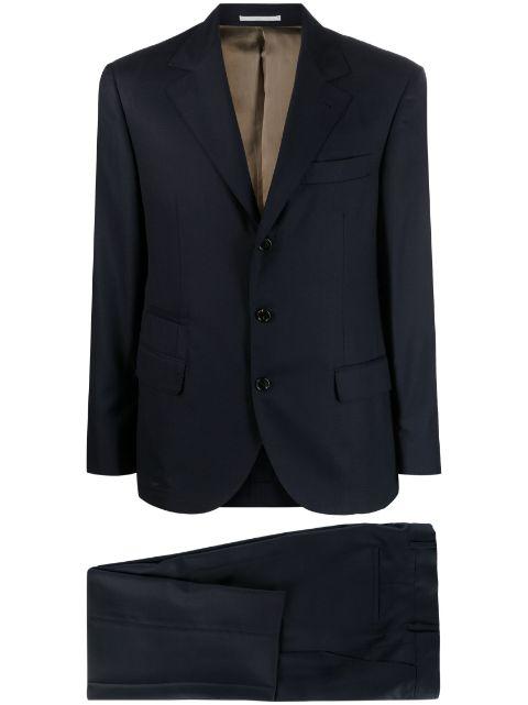 notched-lapels single breasted suit by BRUNELLO CUCINELLI