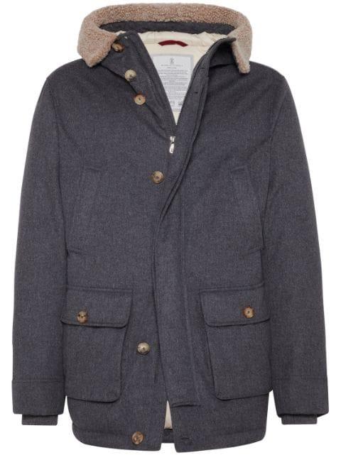 padded hoodied wool jacket by BRUNELLO CUCINELLI