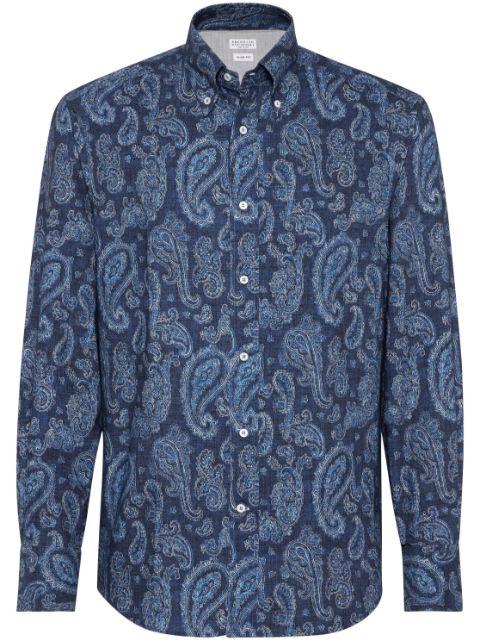 paisley-print cotton shirt by BRUNELLO CUCINELLI