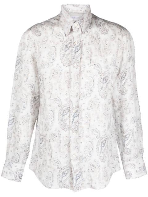 paisley-print linen shirt by BRUNELLO CUCINELLI
