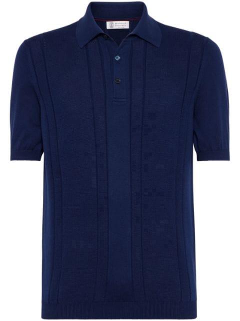 panelled cotton polo shirt by BRUNELLO CUCINELLI