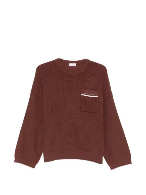 patch pocket ribbed knit sweater by BRUNELLO CUCINELLI