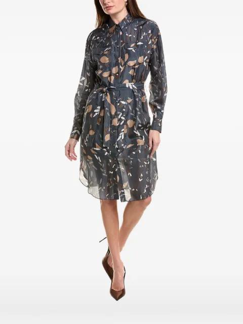 patterned belted shirt dress by BRUNELLO CUCINELLI