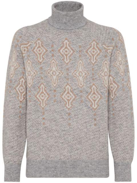 patterned-intarsia roll neck jumper by BRUNELLO CUCINELLI
