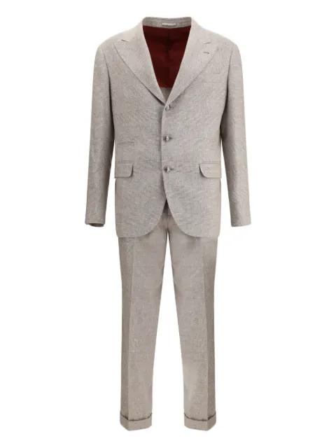 peaked-lapel check suit by BRUNELLO CUCINELLI
