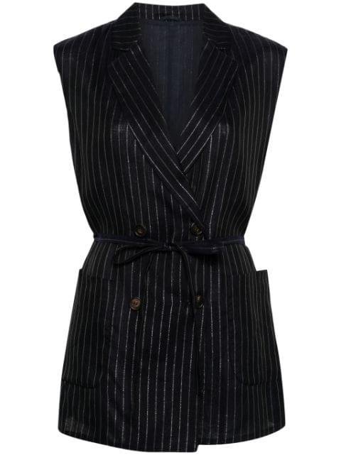 pinstripe-pattern belted waistcoat by BRUNELLO CUCINELLI