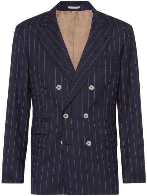 pinstripe-print double-breasted blazer by BRUNELLO CUCINELLI