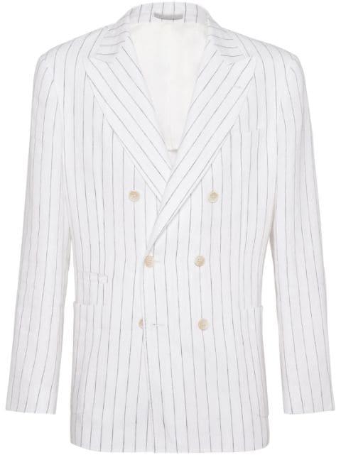 pinstripe-print linen blazer by BRUNELLO CUCINELLI