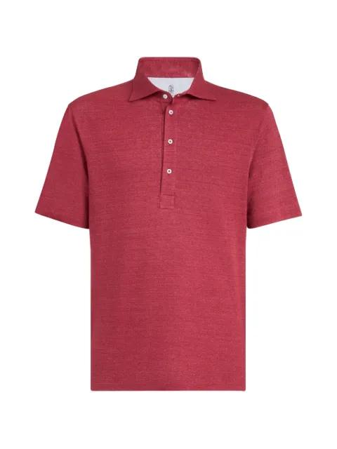 point-collar mélange polo shirt by BRUNELLO CUCINELLI