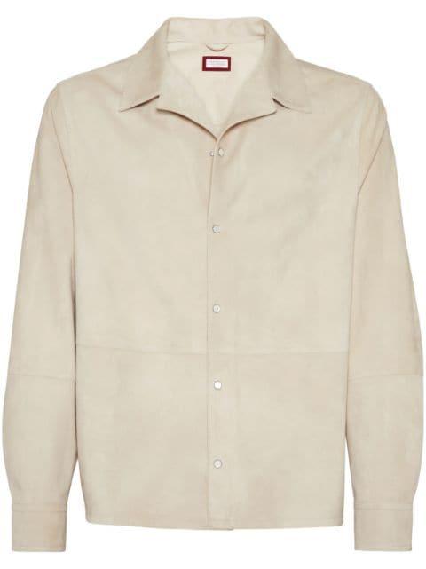 press-stud suede overshirt by BRUNELLO CUCINELLI