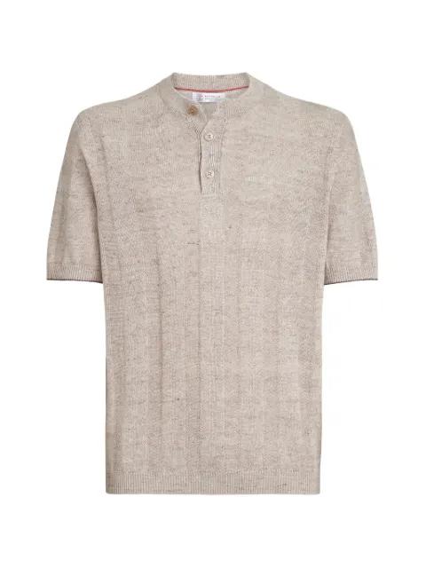 ribbed Henley-collar T-shirt by BRUNELLO CUCINELLI
