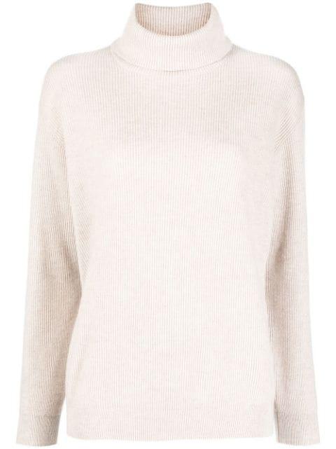 ribbed cashmere roll neck jumper by BRUNELLO CUCINELLI