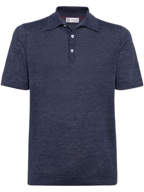 ribbed-collar slub-texture polo shirt by BRUNELLO CUCINELLI