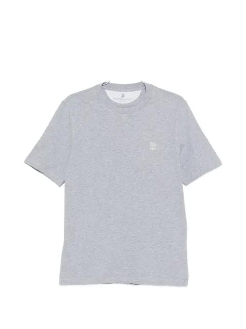 ribbed crew-neck logo-embroidery T-shirt by BRUNELLO CUCINELLI