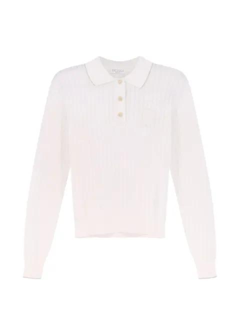 ribbed-knit logo-patch polo shirt by BRUNELLO CUCINELLI