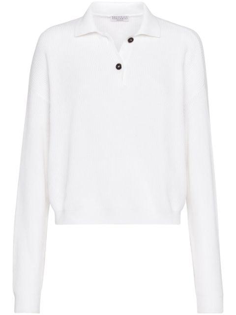 ribbed-knit polo-collar jumper by BRUNELLO CUCINELLI