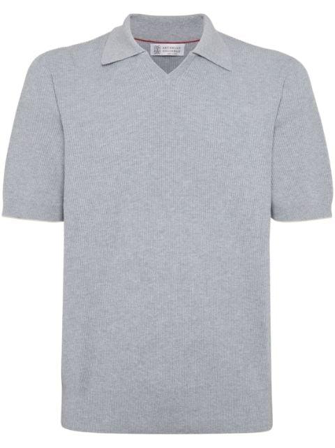 ribbed-knit polo jumper by BRUNELLO CUCINELLI