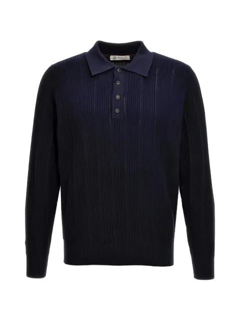 ribbed-knit polo sweater by BRUNELLO CUCINELLI