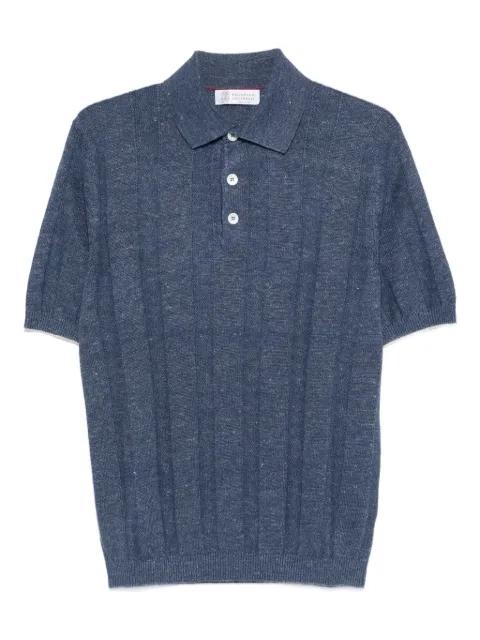 ribbed-knit short-sleeve polo shirt by BRUNELLO CUCINELLI