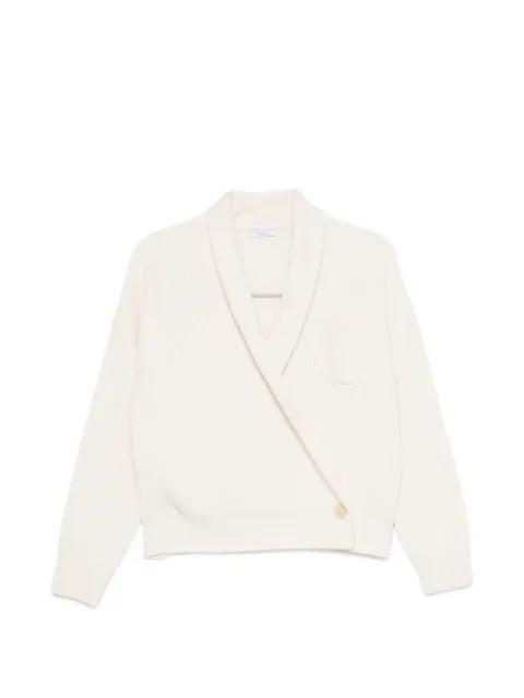 ribbed-knit wrap-style sweater by BRUNELLO CUCINELLI