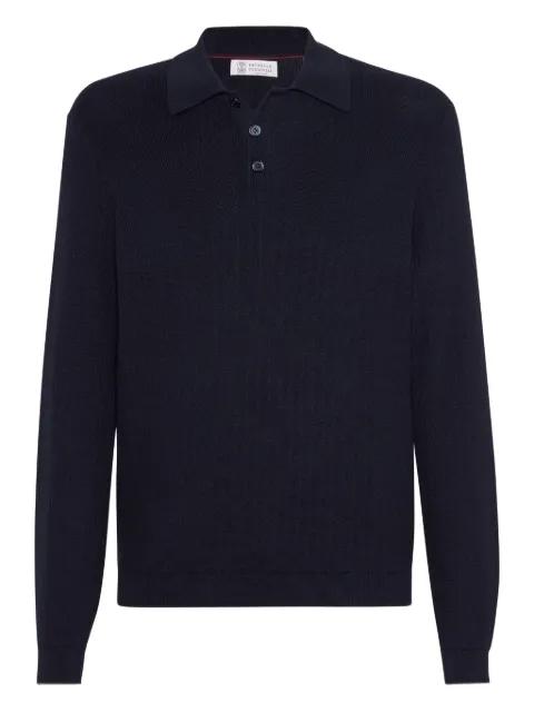 ribbed long-sleeve polo shirt by BRUNELLO CUCINELLI