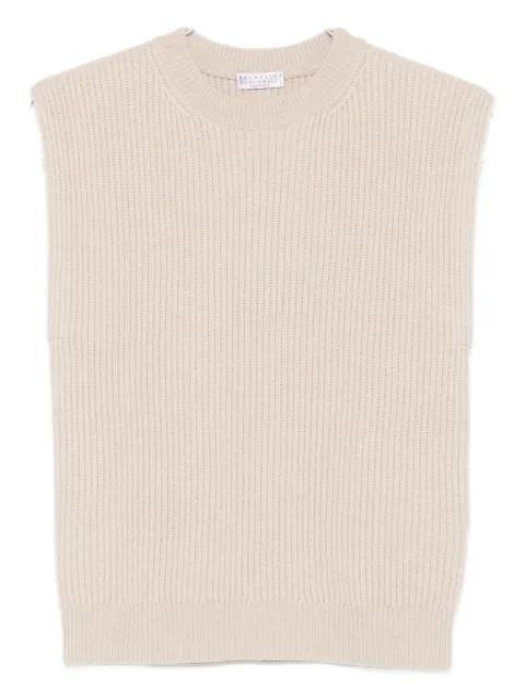 ribbed sleeveless sweater by BRUNELLO CUCINELLI
